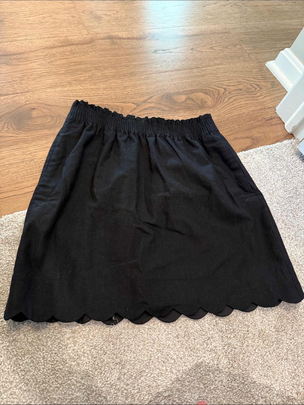 J.Crew Scalloped Sidewalk Skirt Black Mini Size 6